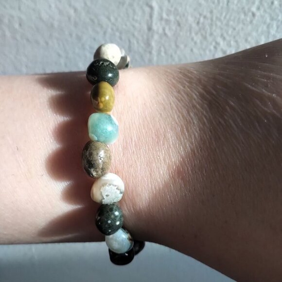 🍁2/30🍁Cute Handmade Elastic River Stones Bracelet Unisex Hand cradted Bracelet - Picture 9 of 15